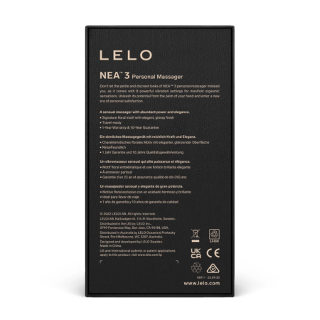 LELO NEA 3 Pitch Black Compact Intimate Massager, 10 Modes, Waterproof