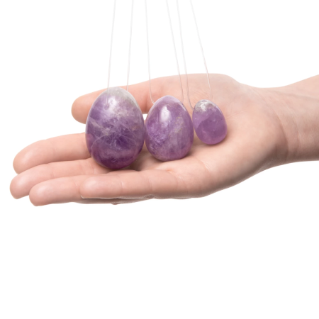 La Gemmes Yoni Egg Set Pure Amethyst - 3 Sizes, Natural Crystal Trainer