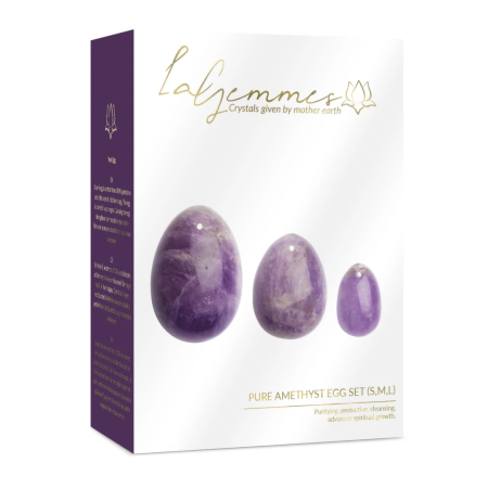 La Gemmes Yoni Egg Set Pure Amethyst - 3 Sizes, Natural Crystal Trainer