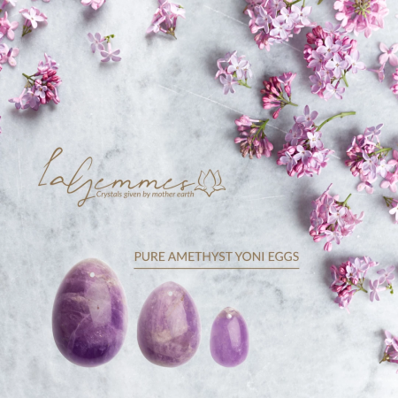 La Gemmes Yoni Egg Set Pure Amethyst - 3 Sizes, Natural Crystal Trainer