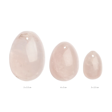 La Gemmes Yoni Egg Set Rose Quartz - 3 Sizes, Natural Gemstone, Pink