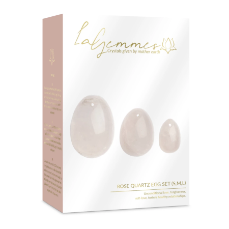 La Gemmes Yoni Egg Set Rose Quartz - 3 Sizes, Natural Gemstone, Pink