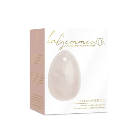 La Gemmes Yoni Egg Rose Quartz L - Natural Gemstone Wellness Trainer 5x3.5cm