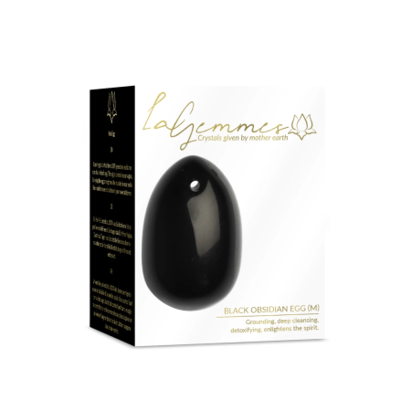 La Gemmes Black Obsidian Stone Egg M - Natural Gemstone Wellness Tool 4x3cm