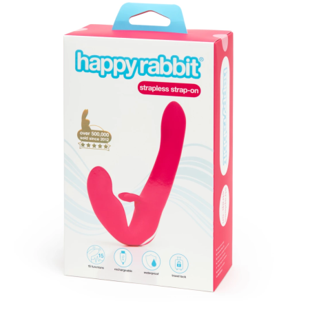 Happy Rabbit Strapless Intimate System Pink, 15 Modes, Silicone, USB
