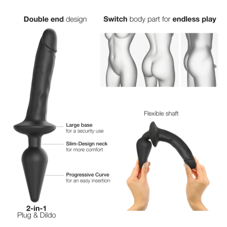 Strap-On-Me Switch Plug-In Black XXL Silicone Intimate Device