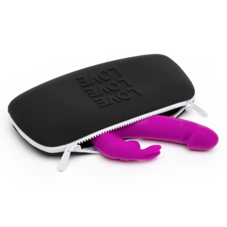 Happy Rabbit LOVE Storage Zip Bag Medium Black - Secure Silicone Case