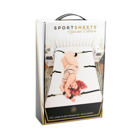 Sportsheets Under the Bed Restraint System Special Edition, 6 Points, Gold Hardware