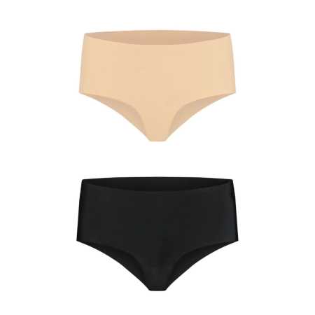 Bye Bra Invisible High Brief 2-Pack Nude & Black L Seamless Comfort
