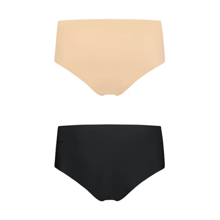 Bye Bra Invisible High Brief 2-Pack Nude & Black, Seamless Medium