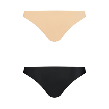 Bye Bra Invisible Brazilian Briefs 2-Pack Nude & Black S Soft Seamless