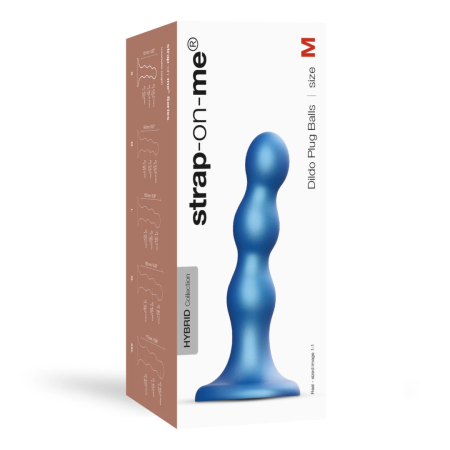 Strap-On-Me Dildo Plug Balls Metallic Blue M - Versatile Silicone Model