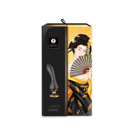 Shunga Sanya Black - Ergonomic Intimate Device, Flexible Silicone, 18.5 cm