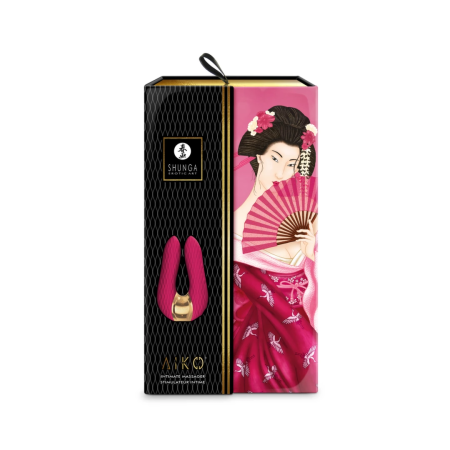 Shunga AIKO Intimate Dual-Motor Silicone Device, Raspberry, Rechargeable
