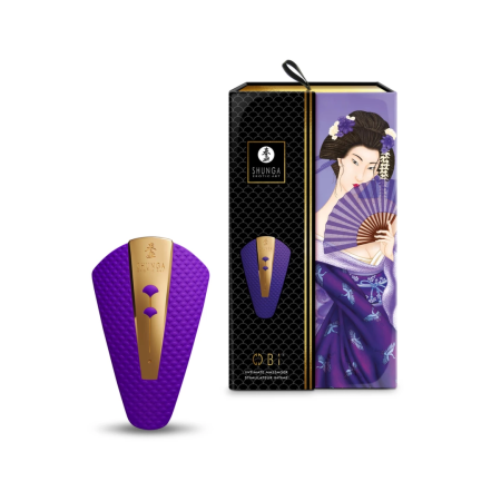 Shunga Obi Purple Compact Vibrating Massager, Ergonomic Silicone Design