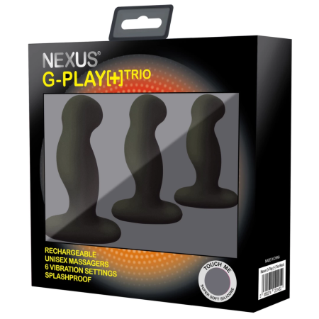 Nexus G-Play Trio Plus Black - 3-Piece Rechargeable Silicone Set