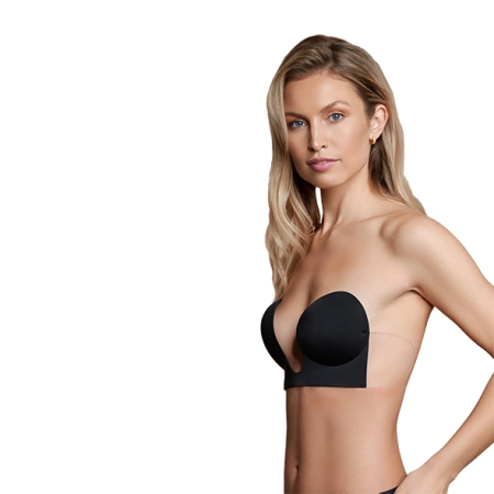 Bye Bra Seamless U-Style Bra Cup B Black - Strapless, Invisible Design