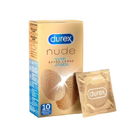 Durex Nude XL Intimate Protection Condoms 10-Pack Ultra Thin 57mm