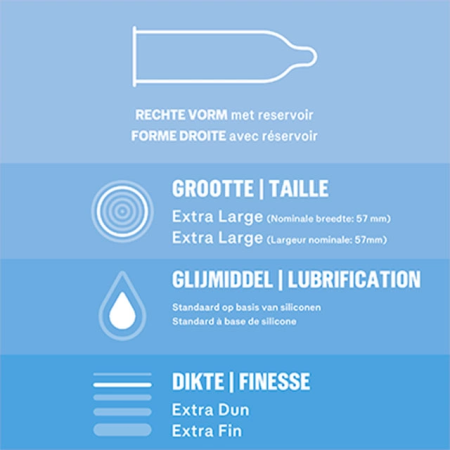 Durex Nude XL Intimate Protection Condoms 10-Pack Ultra Thin 57mm