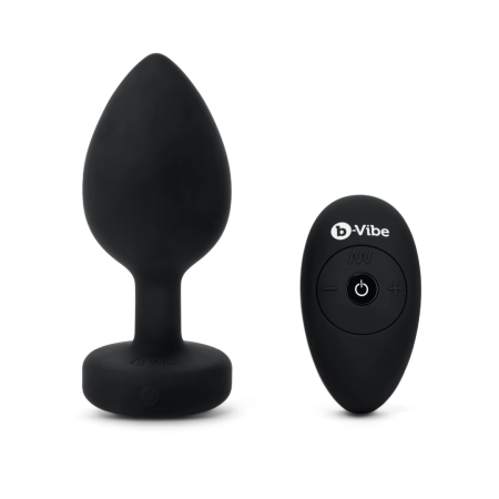 b-Vibe Vibrating Jewel Plug XXL Black - 15 Modes, USB Rechargeable, 12.2 cm