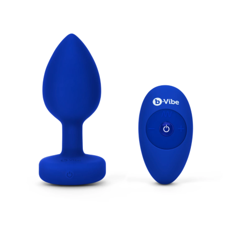 b-Vibe Vibrating Jewel Plug L/XL Navy - Silicone, Rechargeable, 15 Modes