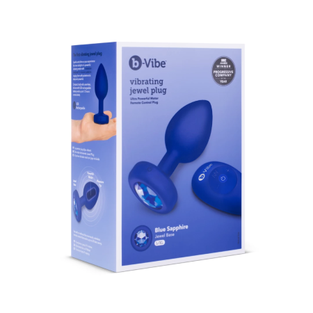 b-Vibe Vibrating Jewel Plug L/XL Navy - Silicone, Rechargeable, 15 Modes