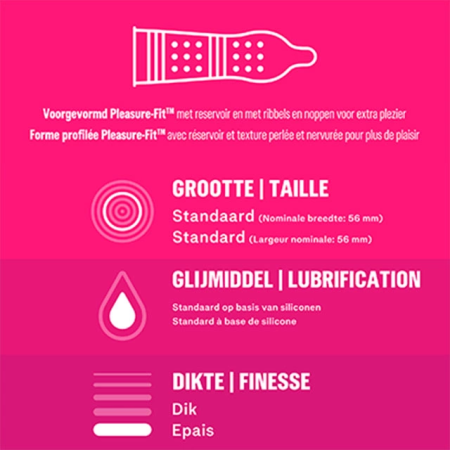 Durex Pleasure Me Ribbed & Dotted Condoms 10 pcs, 56 mm, Latex