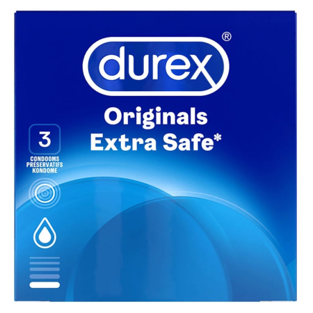 Durex Originals Extra Safe 3-Pack - Enhanced Strength Latex Barrier