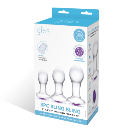 Glas Bling Bling Glass Anal Training Kit 3-Piece - Graduated Sizes
