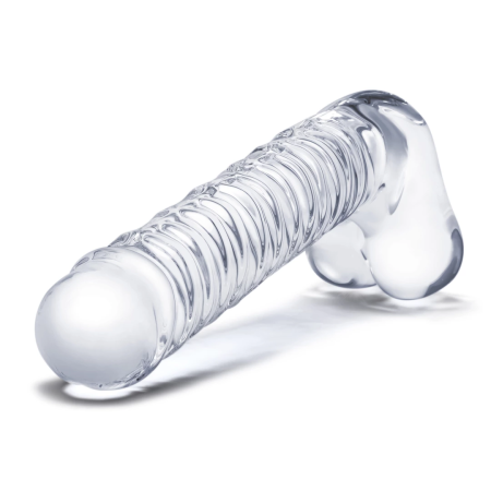 Glas Ribbed Glass Intimate Device 8” - Textured, Transparent, G-Spot Curve