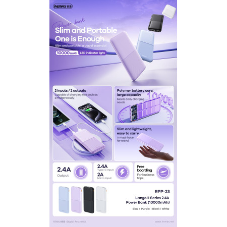 Išorinė baterija Remax RPP-23 10000mAh juoda