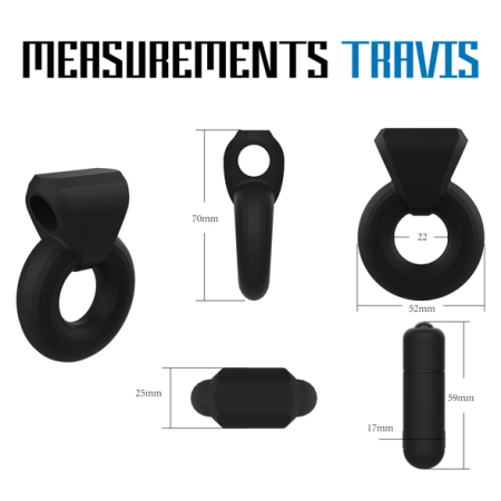 Velv'Or Rooster Travis Silicone Vibrating Ring - Black, Adjustable, Waterproof