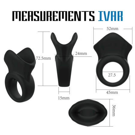 Velv'Or Rooster Ivar Silicone Anatomical Ring - Black, One Size