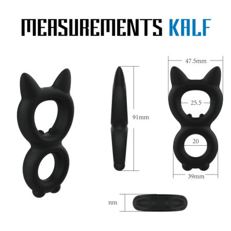 Velv'Or Rooster Kalf Silicone Double Support Ring - Black, Adjustable Fit