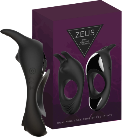 FeelzToys Zeus Black Dual Motor Silicone Intimate Ring, Waterproof