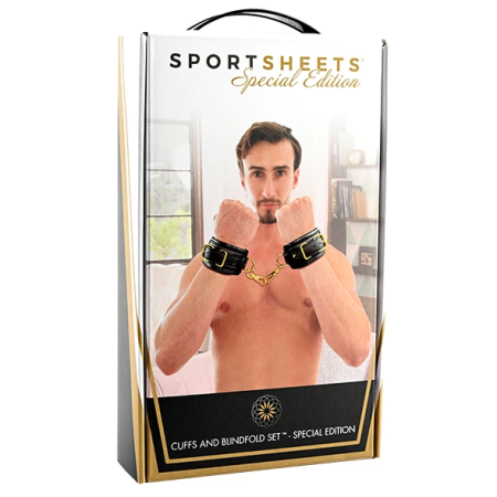 Sportsheets Special Edition Restraint Set with Satin Blindfold, Gold Accents