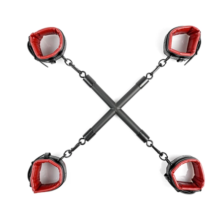 Sportsheets Saffron Adjustable Hog Tie & Cuff Set, Red-Black, Vegan Leather