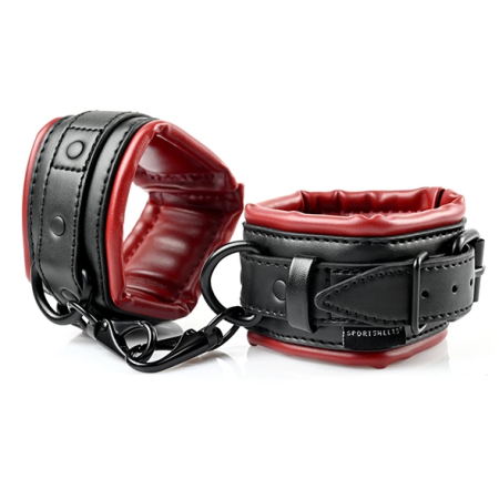 Sportsheets Saffron Adjustable Hog Tie & Cuff Set, Red-Black, Vegan Leather