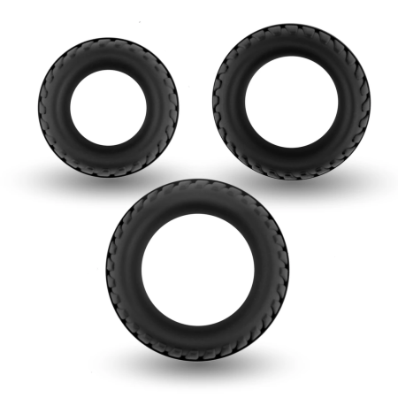 Velv'Or Rooster Floki Silicone Ring Set - 3 Sizes, Black