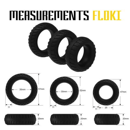 Velv'Or Rooster Floki Silicone Ring Set - 3 Sizes, Black