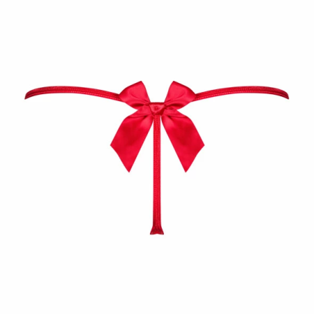 Obsessive Giftella Thong Red S/M - Decorative Mesh Lingerie