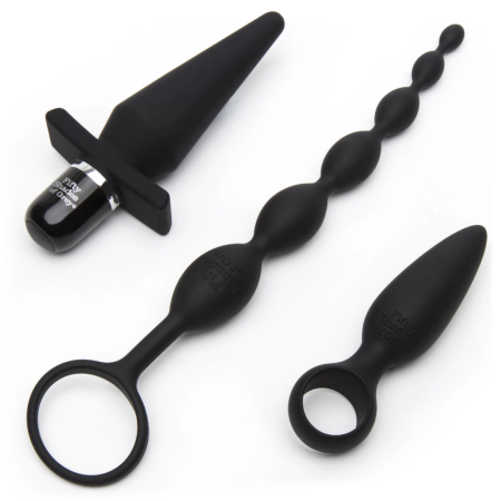Fifty Shades of Grey Pleasure Overload 4-Piece Silicone Black Anal Kit