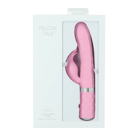Pillow Talk Lively Pink Dual Motor Massager with Rotating Shaft