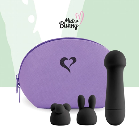 FeelzToys Mister Bunny Black - Waterproof Massager with 2 Silicone Caps