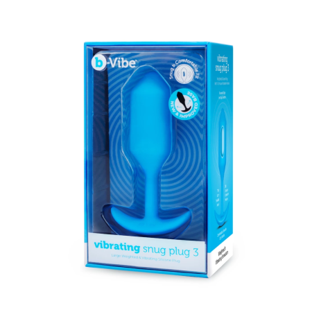 b-Vibe Vibrating Snug Plug 3 Blue - Weighted Silicone Model 160g