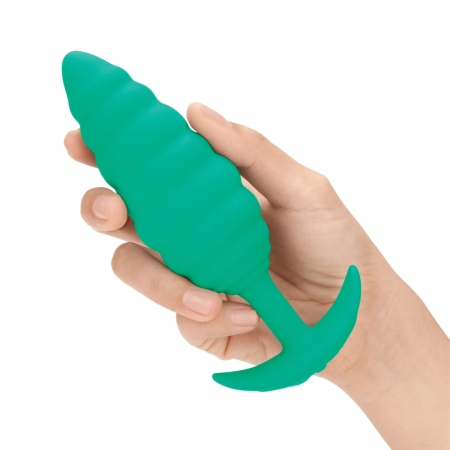 b-Vibe Twist Plug Green - Textured Silicone Intimate System 15.3cm