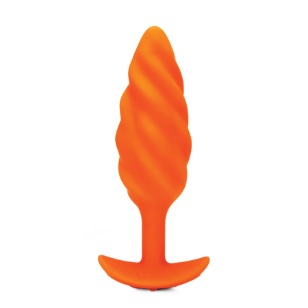 b-Vibe Swirl Texture Plug Orange - Silicone, 6 Modes, 13.5 cm
