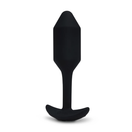 b-Vibe Vibrating Snug Plug 2 Black - Weighted Silicone Model, 112g