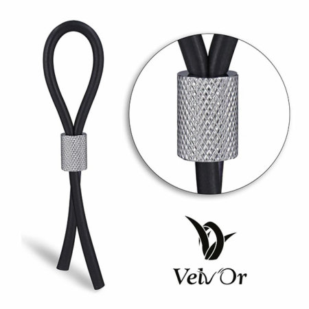 Velv'Or JBoa 303 Adjustable Silicone Ring Black & Silver 13cm