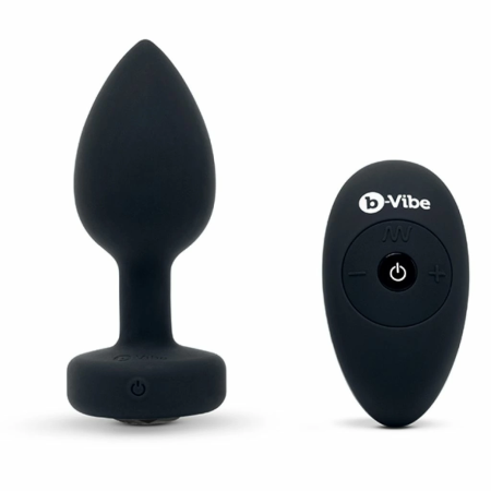 b-Vibe Vibrating Jewel Plug M/L Black Diamond - Silicone, 15 Modes